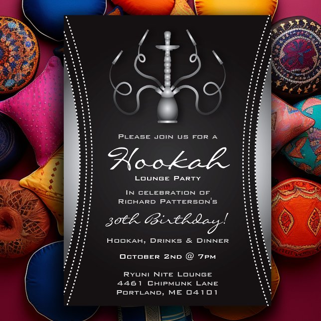 Black Hookah-Party Einladung (Black Hookah Party Invitation
)