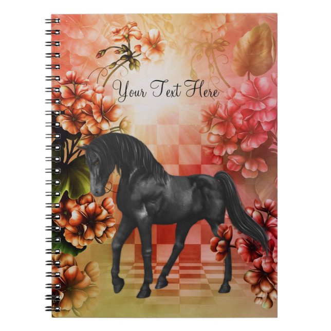 Black Horse Fantasy Blume Notebook Notizblock (Vorderseite)