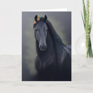 Black Horse Friesian - Grußkarte Ankündigung