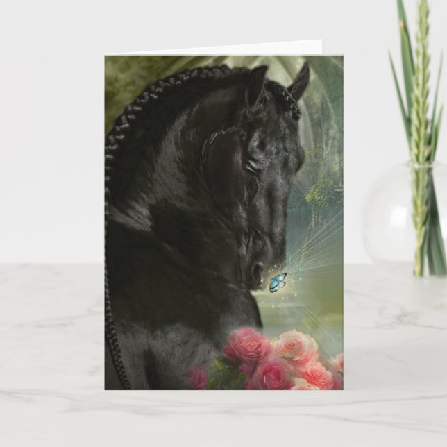 Black Horse Friesian - Grußkarte Dankeskarte (Vorderseite)