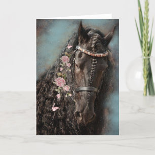Black Horse Friesian - Grußkarte Dankeskarte