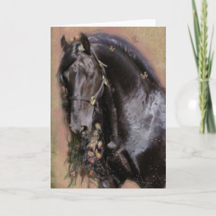 Black Horse Friesian - Grußkarte Dankeskarte