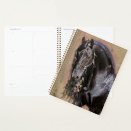 Black Horse Friesian Horse - Kalender, Planer