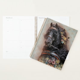 Black Horse Friesian Horse - Kalender, Planer