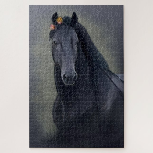 Black Horse Friesian - Puzzle (Vertikal)