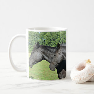 Black Horse Heads Friedliches Doppelseitiges Desig Kaffeetasse