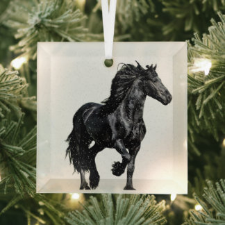 Black horse ornament aus glas