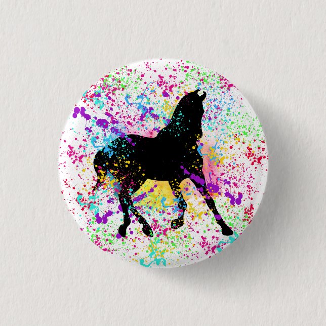 Black Horse Paint Spritzer T - Shirt Button (Vorderseite)
