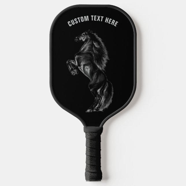 Black Horse Pickleball Paddle Personalized Text (Vorderseite)