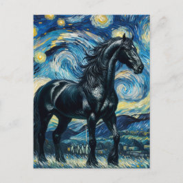 Black Horse Van Gogh Postkarte