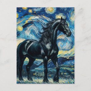 Black Horse Van Gogh Postkarte