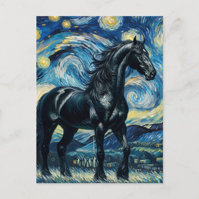 Black Horse Van Gogh Postkarte (Vorderseite)