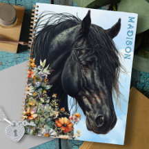 Black Horse Wildblumen Personal Spiral Notebook