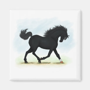 Black Horse with Star & Sock (Black Beauty) Magnet