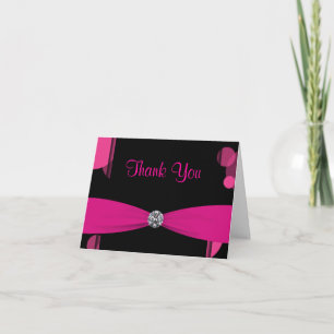 Black Hot Pink Bubbles Hot Pink Thank You Cards Dankeskarte