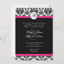 Black Hot Pink Damask Einladung zur Hochzeit