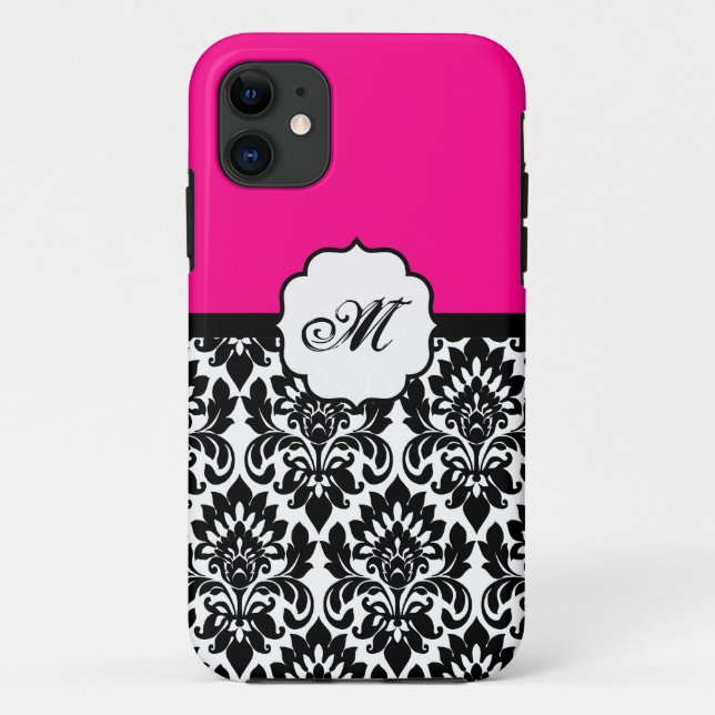 Black "Hot Pink" Damask Lace ID™ iPhone 5 Case (Rückseite)