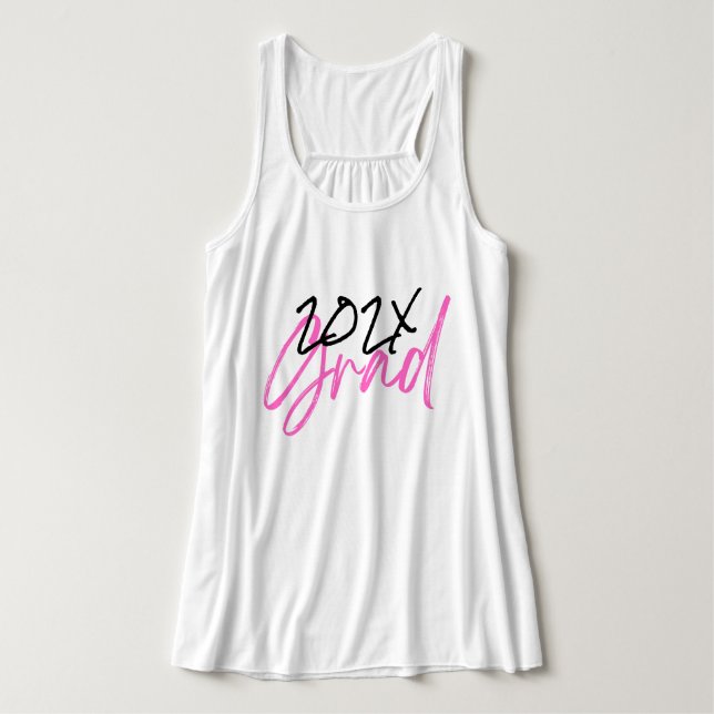 Black Hot Pink Grad Jahr Custom Chic Tank Top (Design Vorderseite)