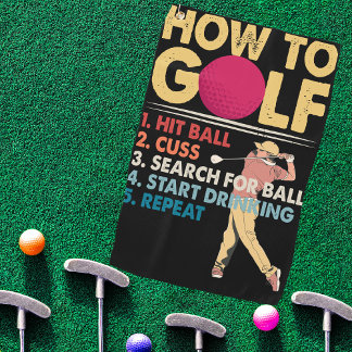 "Black How to Golf" Funny Golfhandtuch