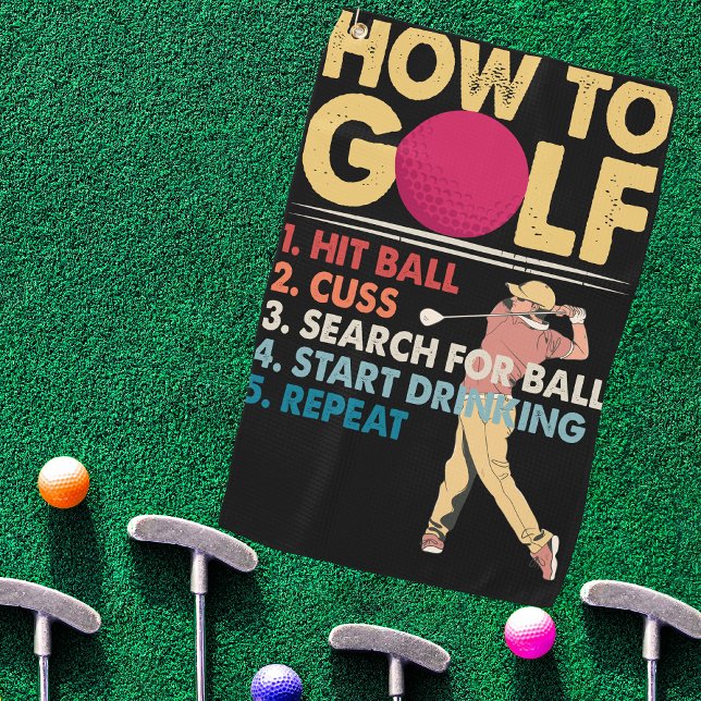 "Black How to Golf" Funny Golfhandtuch (Von Creator hochgeladen)