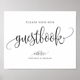 Black Hübsch Calligraphy Script Wedding Guestbook Poster