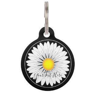 Black Hübsch Little Daisy Round Pet ID Tag Haustiermarke