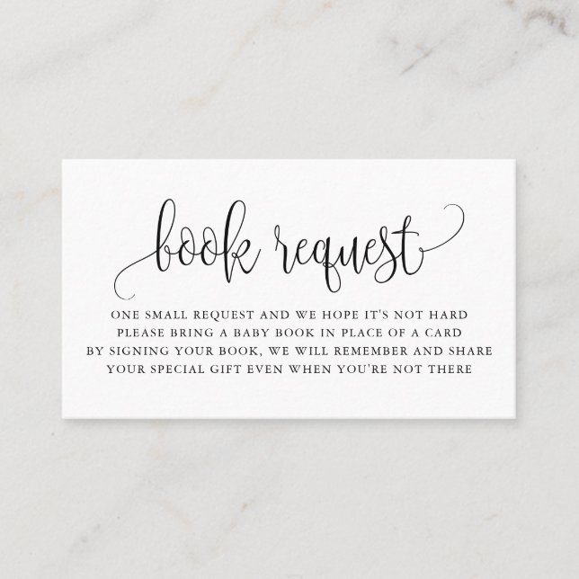 Black Hübsch Script Baby Shooting Book Request Car Visitenkarte (Vorderseite)