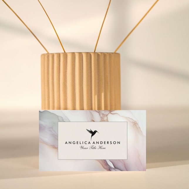 Black Humming Bird Marble Texture Business Card Visitenkarte (Von Creator hochgeladen)