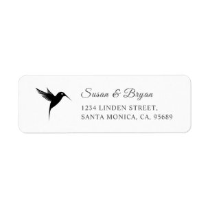 Black Humming Bird Wedding Address Label
