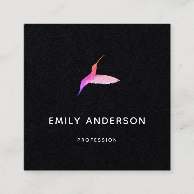 Black Hummingbird Business Card Quadratische Visitenkarte (Vorderseite)