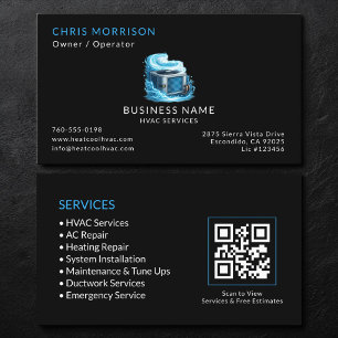 Black HVAC Services QR-Code Visitenkarte