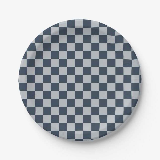 Black ice checkered board pattern pappteller (Vorderseite)
