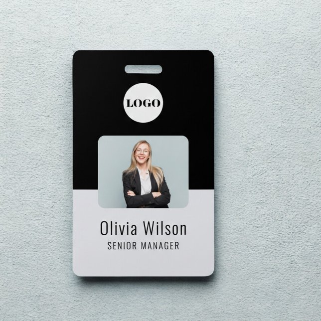 Black ID Card | Business Logo Employee Photo Ausweis (Von Creator hochgeladen)