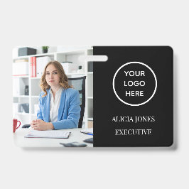 Black ID Card Company Mitarbeiter Abzeichen Modern Ausweis