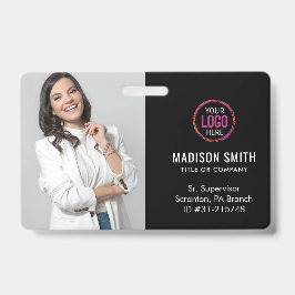Black ID Card | Moderner Minimalistischer Mitarbei Ausweis