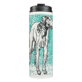 Black Illustration Front Greyhound von Moriz Jung Thermosbecher