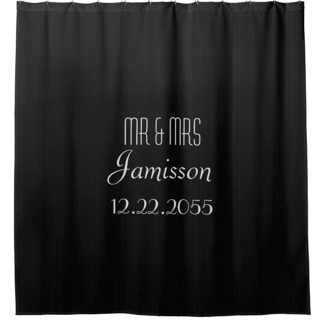 Black Imitate Burlap Duschvorhang MR & MRS. (Vorderseite)