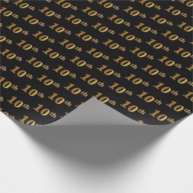Black, Imitate Gold 10. (10.) Event Wrapping Paper Geschenkpapier (Ecke)