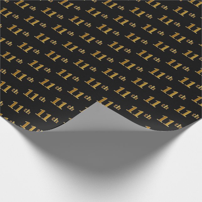 Black, Imitate Gold 11. (Elfte) Event Geschenkpapier (Ecke)