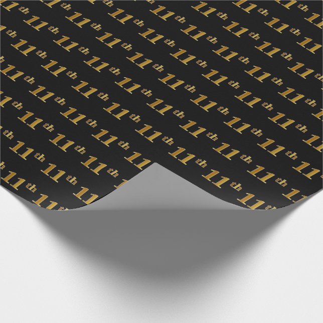 Black, Imitate Gold 11. (Elfte) Event Geschenkpapier (Ecke)