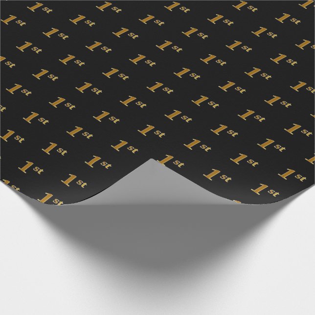 Black, Imitate Gold 1. (First) Event Wrapping Pape Geschenkpapier (Ecke)
