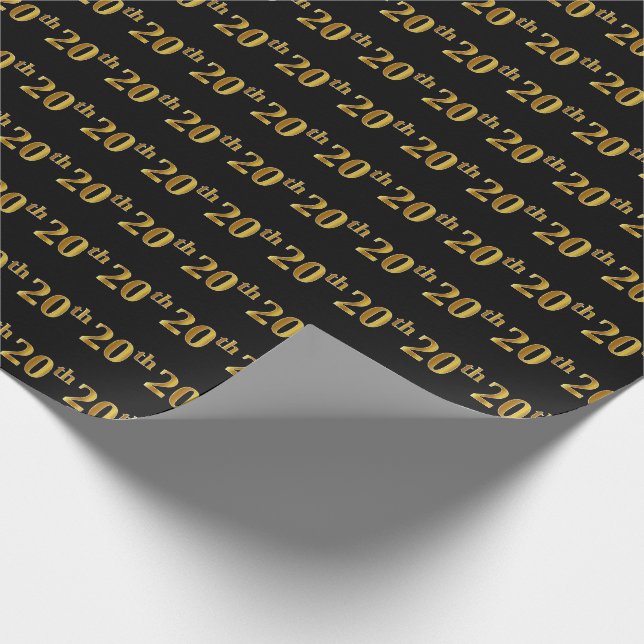 Black, Imitate Gold 20. (20.) Event Geschenkpapier (Ecke)