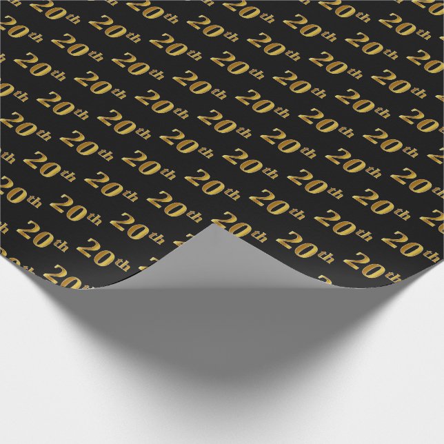Black, Imitate Gold 20. (20.) Event Geschenkpapier (Ecke)