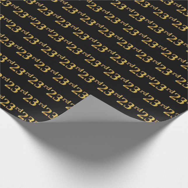 Black, Imitate Gold 23. (23.) Event Geschenkpapier (Ecke)