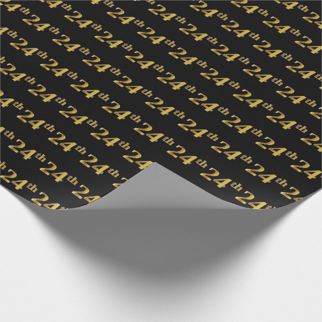 Black, Imitate Gold 24. (24.) Event Geschenkpapier (Ecke)