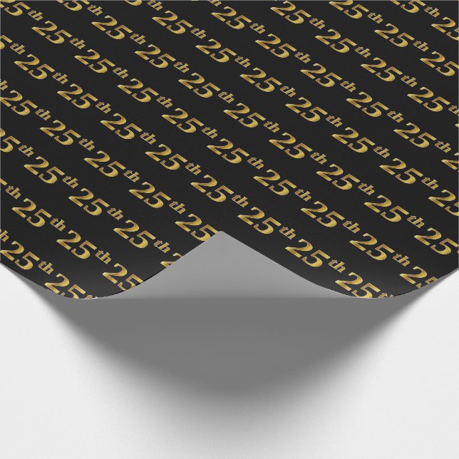 Black, Imitate Gold 25. (25.) Event Geschenkpapier (Ecke)