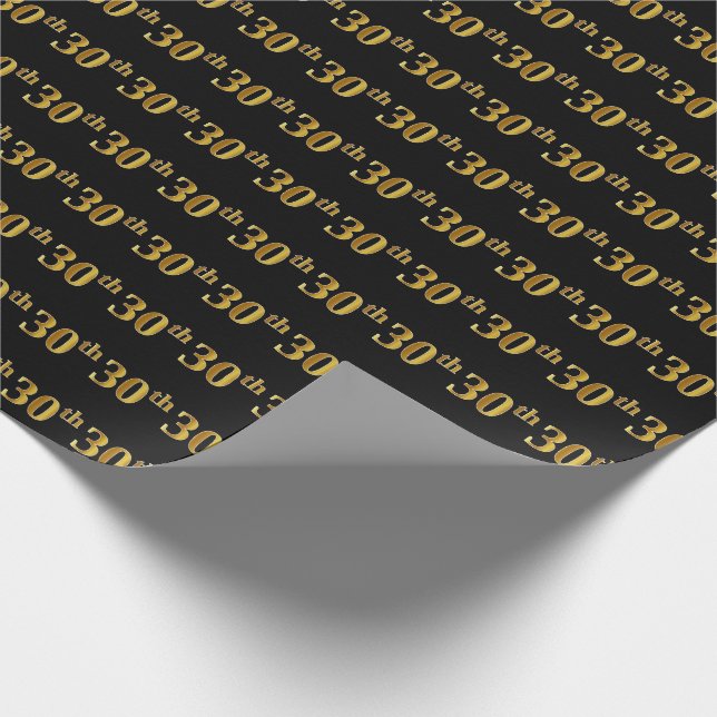 Black, Imitate Gold 30. (30.) Event Geschenkpapier (Ecke)
