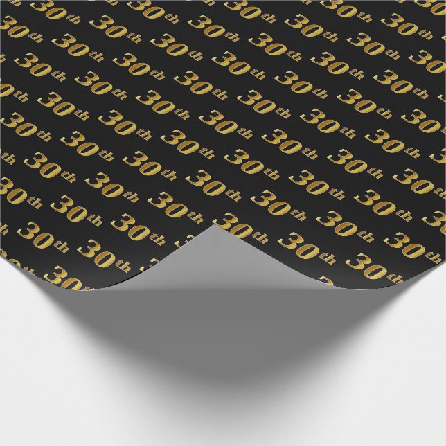 Black, Imitate Gold 30. (30.) Event Geschenkpapier (Ecke)