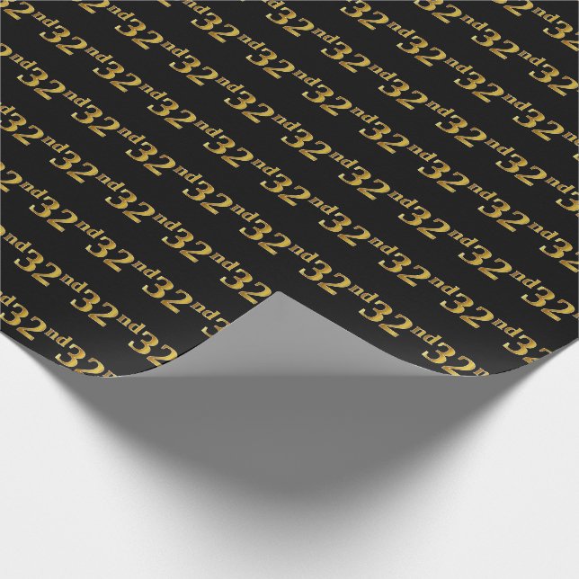 Black, Imitate Gold 32. (32.) Event Geschenkpapier (Ecke)