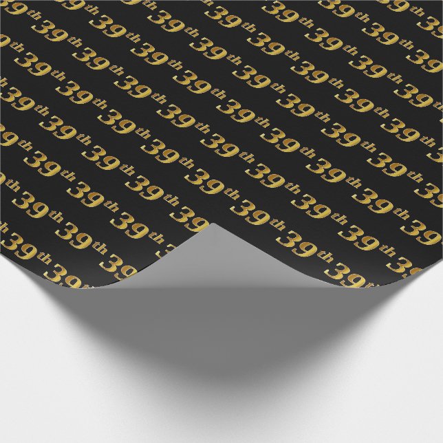 Black, Imitate Gold 39. (39.) Event Geschenkpapier (Ecke)